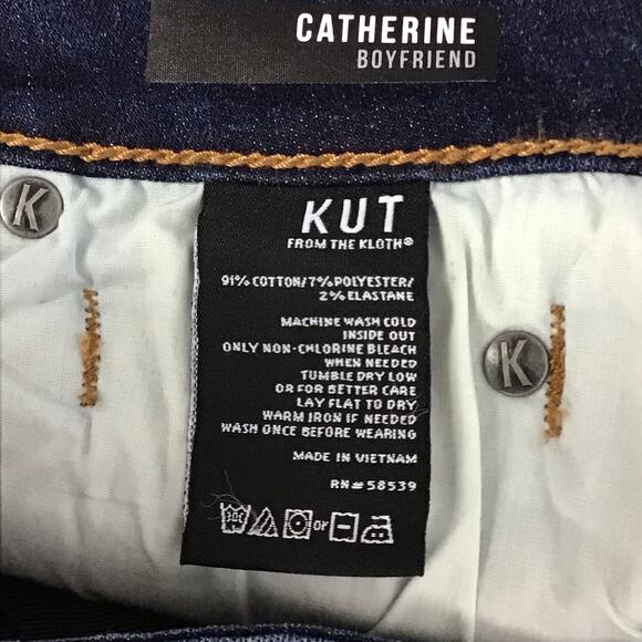 Kut from the Kloth Catherine Boyfriend Dark Wash Slim Straight Jeans 4 x 31 - Picture 9 of 11